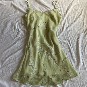 Sage Green Slip Dress with white flowers